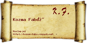 Kozma Fabó névjegykártya